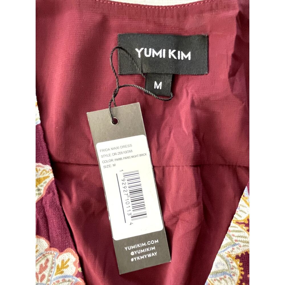 Yumi Kim Sz M Frida Maxi Dress Maroon Paisley Cinch Waist Wedding Guest Feminine - Picture 15 of 16